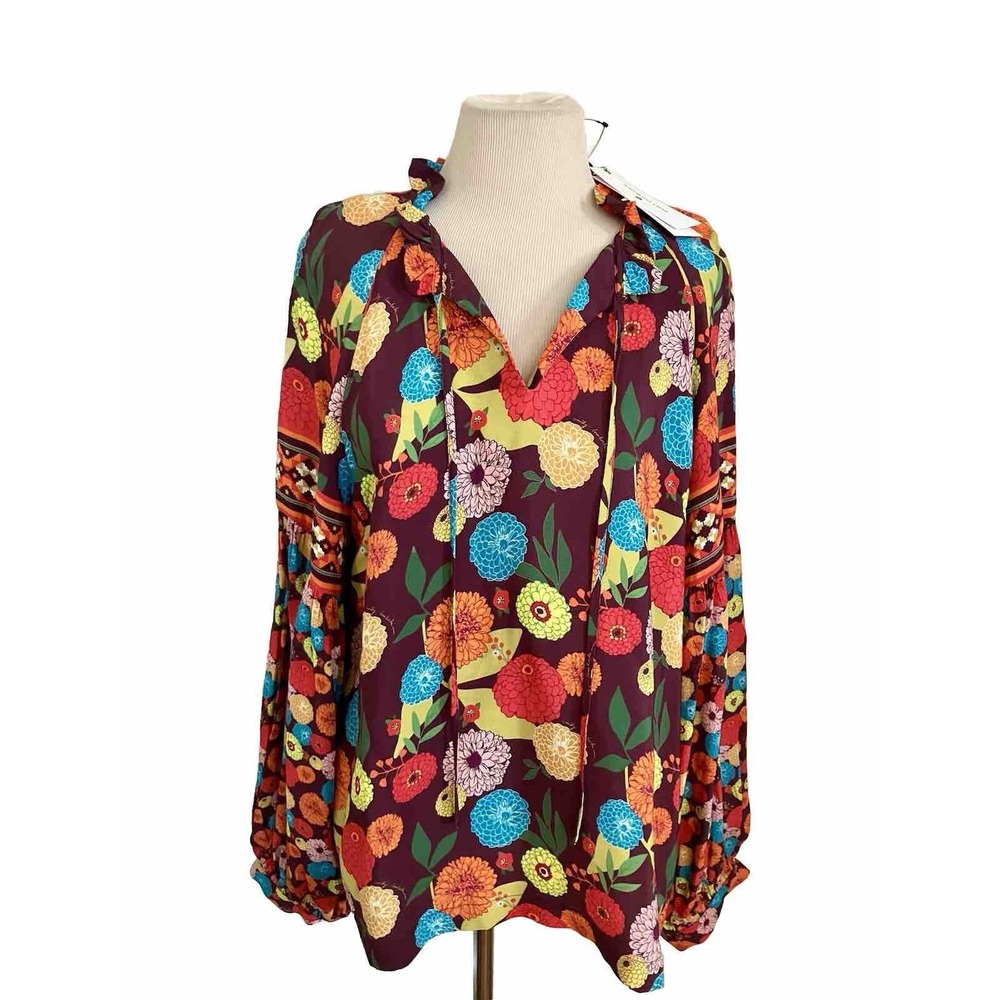 NWT Emily Lovelock shirt SZ L FLORAL‎  long Sleeve cottage core Prairie